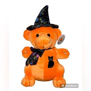 Halloween Orange Puppy Dog Witch Stuffed Plush Toy